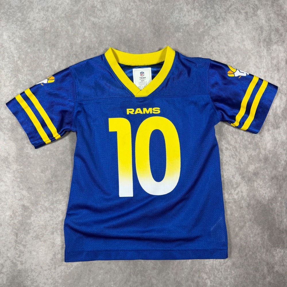 NFL Team Apparel Kids Los Angeles Rams Cooper Kupp 10 Jersey Blue Yellow XS 4/5